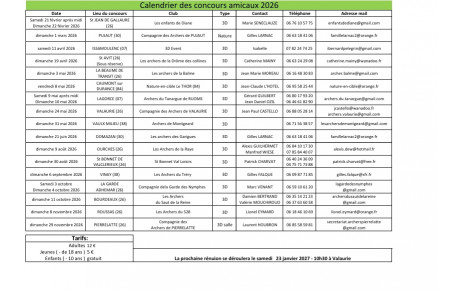 calendrier des amicaux 2026